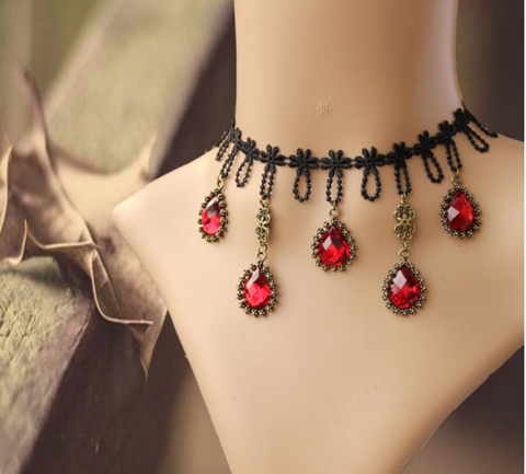 gå på arbejde kløft fabrik Elegant Red Diamond Gothic Choker / Necklace
