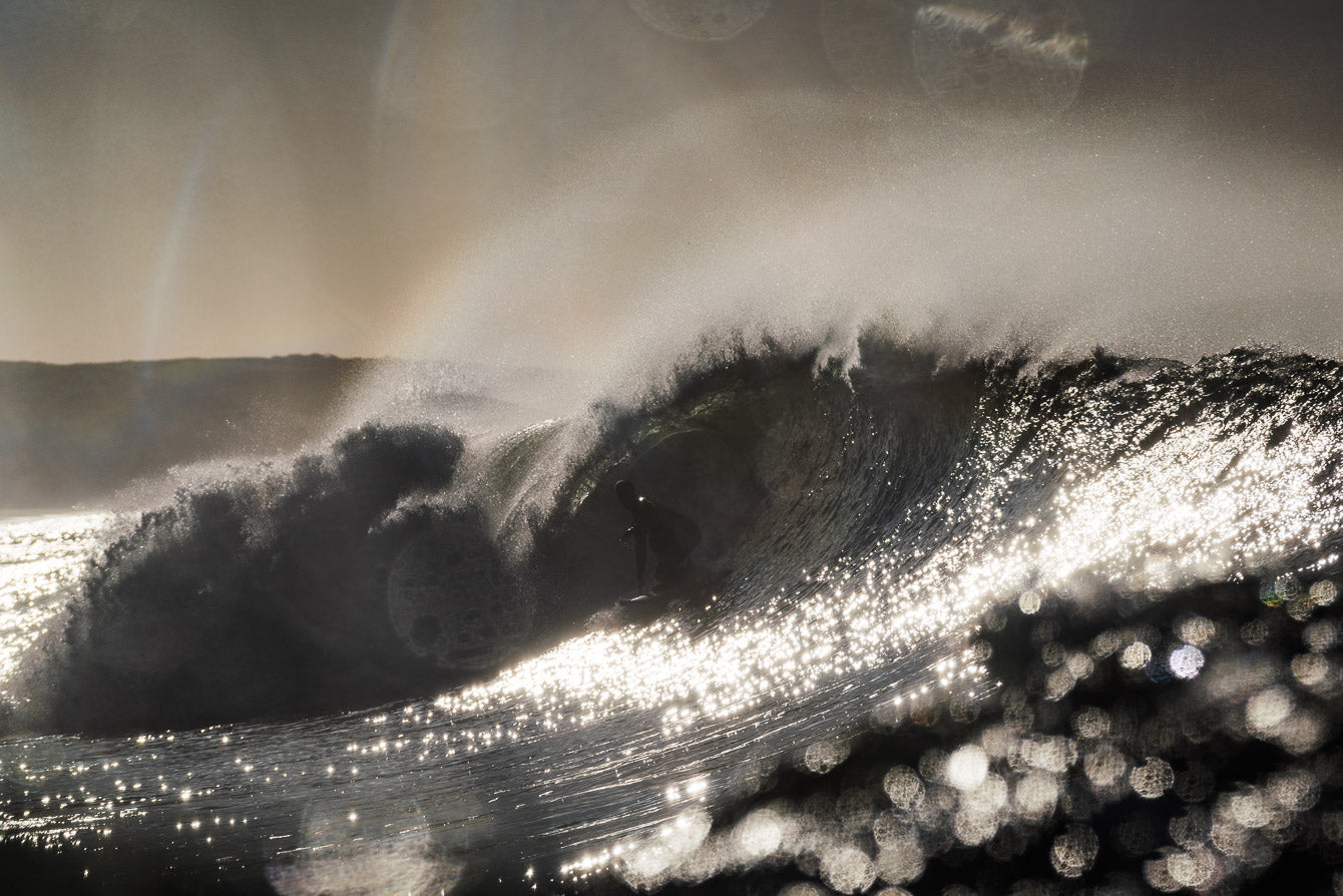 Winter surfing in Porthleven Cornwall by Laurie McCall Art and Photography