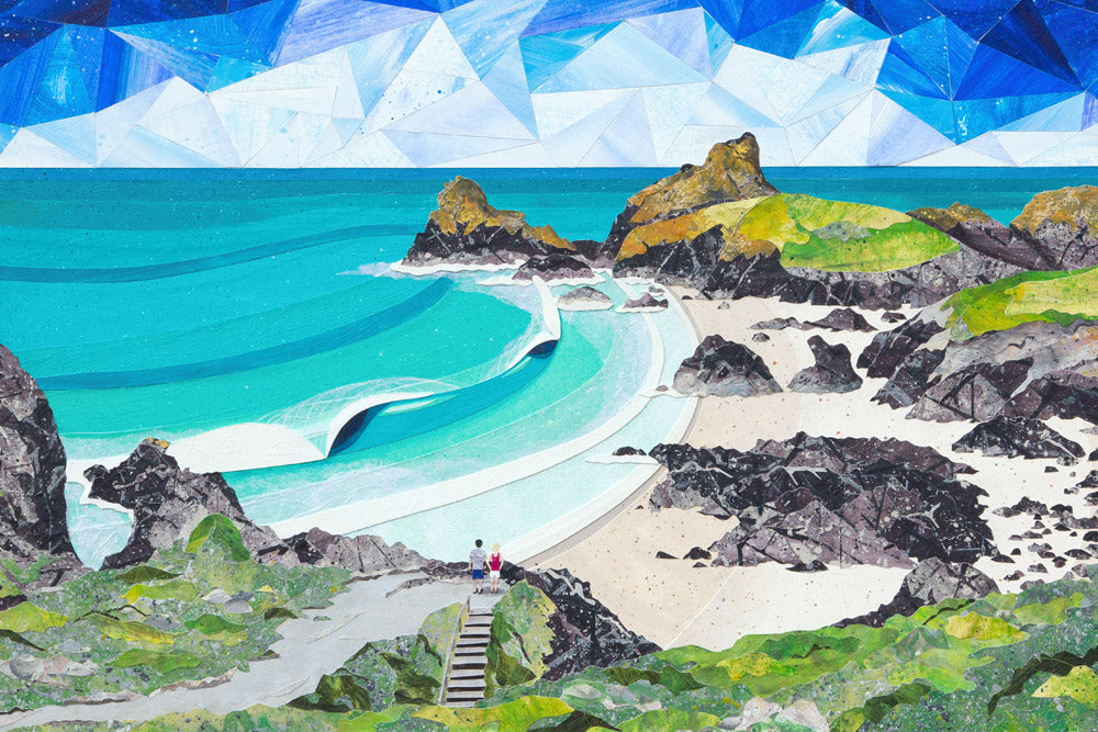 Kynance Cove collage and prints by Cornish artist Laurie McCall