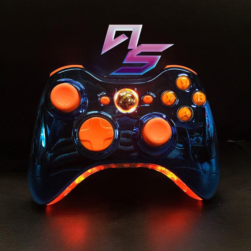 blue and orange xbox one controller