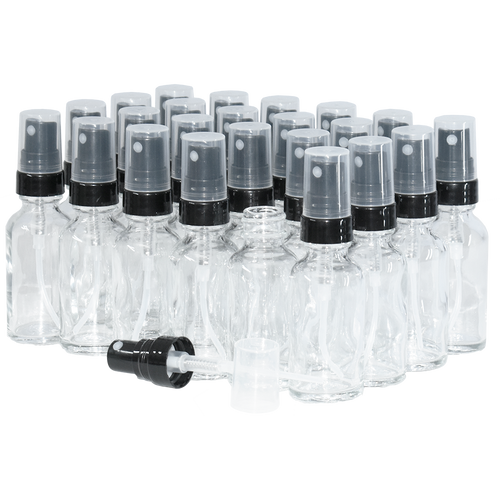 1 oz. Clear Boston Round with Black Fine-Mist Sprayer (Smooth) (.16 ml Per Spray) (20/400) (V23) (V20)