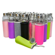 Glass Water Bottles with Stainless Steel Cap (18oz)