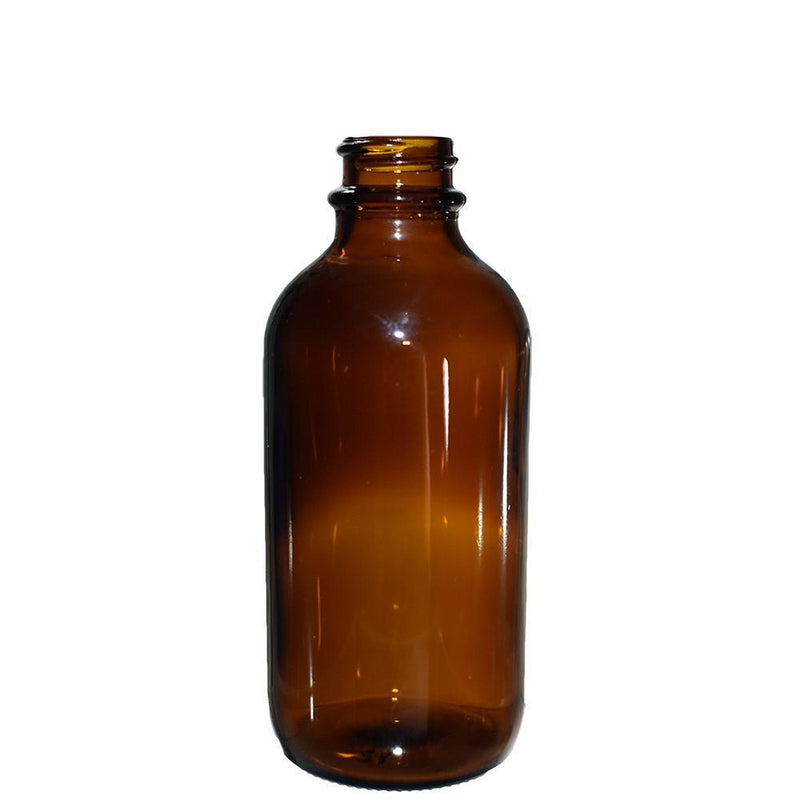4 oz. Amber Boston Round with White Cap (22/400) (V7) (V1)-Glass Bottle Outlet
