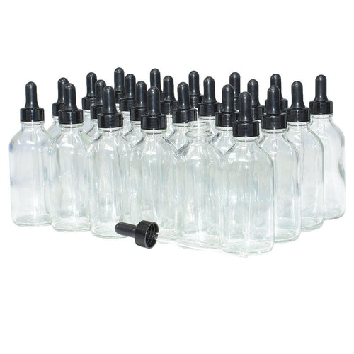 4 oz. Clear Boston Round with Nitrile Rubber Black Glass Dropper (22/400) (V22) (V12)