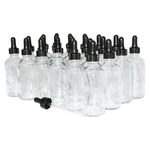 4 oz. Clear Boston Round with Nitrile Rubber Black Glass Dropper (22/400) (V4) (V12)