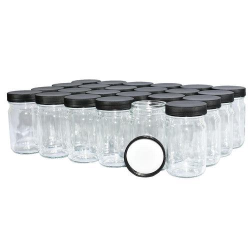 4oz Spice Glass Jar w/ Smooth Black Screw Top Lid ; 24/case