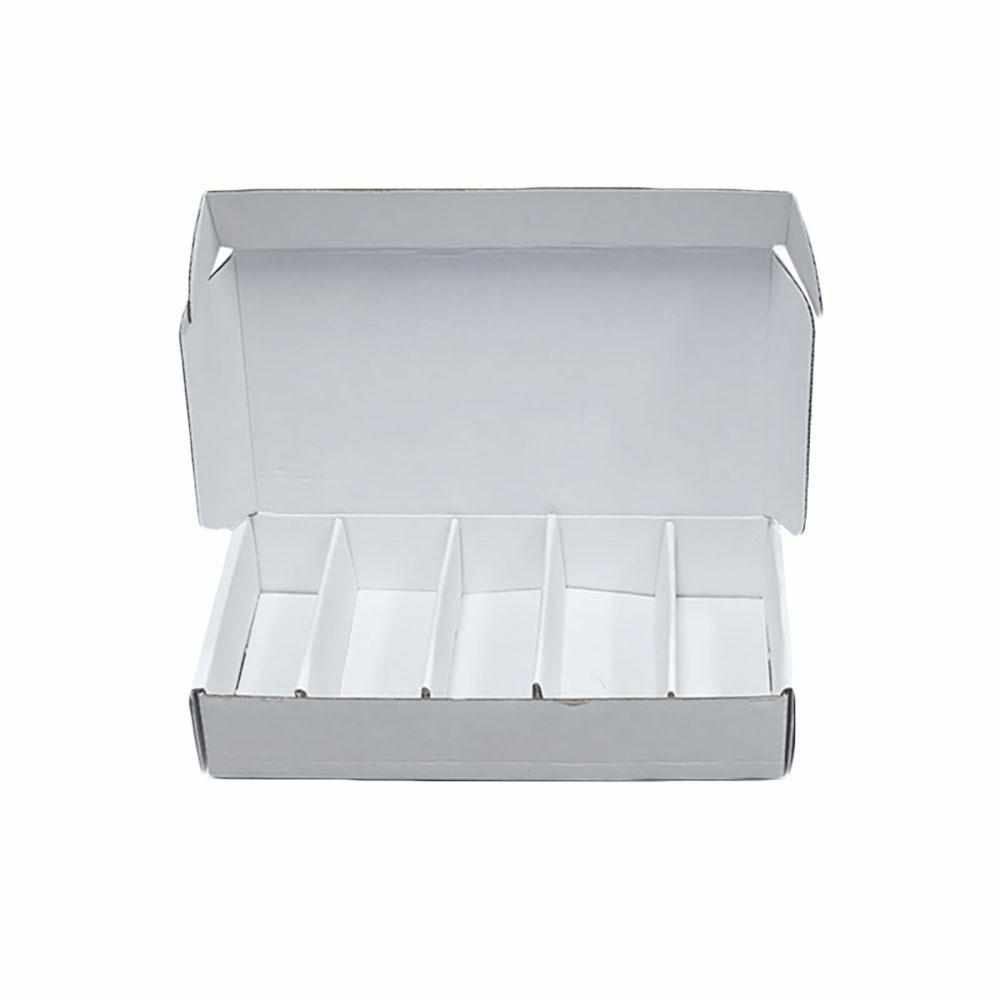 White Corrugated Box with 5 Dividers (Fits 5 2 oz. Boston Round)