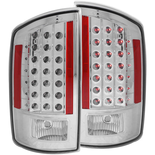 Chrome Housing LED Tail Light Compatible with Dodge Ram 1500 2500 3500 2006-2008 Includes Left Driver and Right Passenger Side Tail Lights