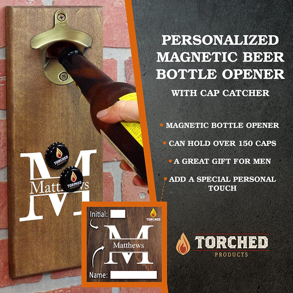 Personalized Wall Mount Bottle Opener Magnetic, Wall Bottle Opener