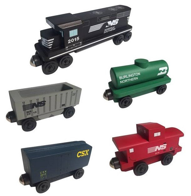 Norfolk Southern 5 Pc Railway Set The Whittle Shortline Railroad Wooden Toy Trains