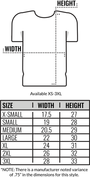 Next Level T Shirt Size Chart