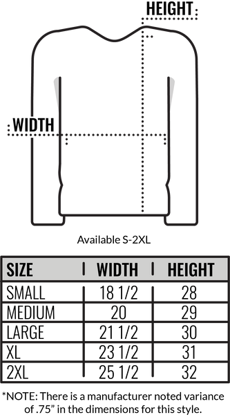 Long Sleeve T Shirt Size Chart - Greenbushfarm.com