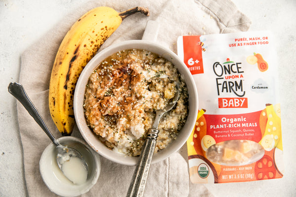 steel cut oats made with once upon a farm butternut squash & quinoa plant-rich meal