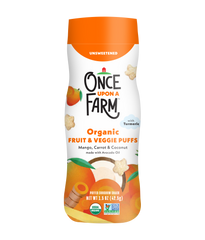 Once Upon a Farm Fruit & Veggie Puffs canister