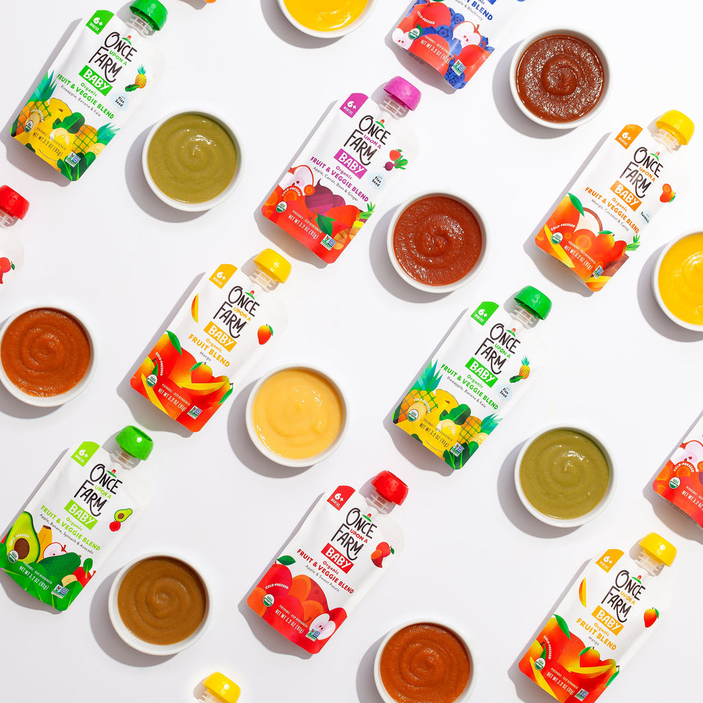 Nutrient-Rich Baby Food Pouches and Purees in Bowls