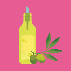 olive oil  illustration on a pink background
