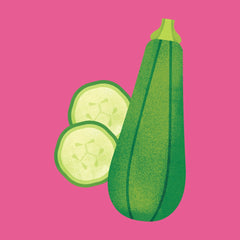 zucchini illustration on a pink background