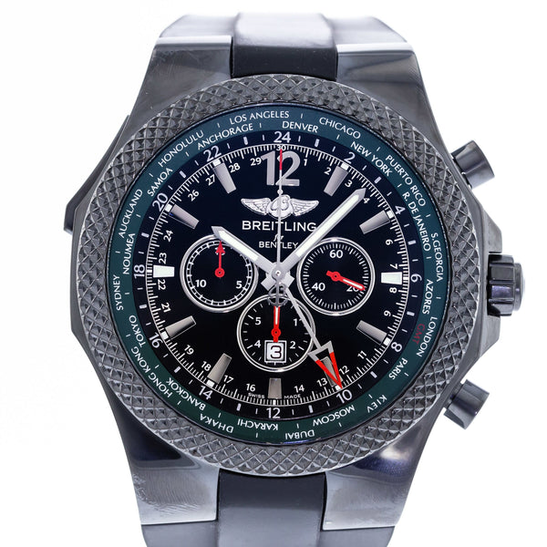 Breitling Limited Edition Bentley Midnight Carbon Reference M4736212-B919, Stainless Steel Automatic Wristwatch w/ Chronograph, Date & GMT, Mens Watch