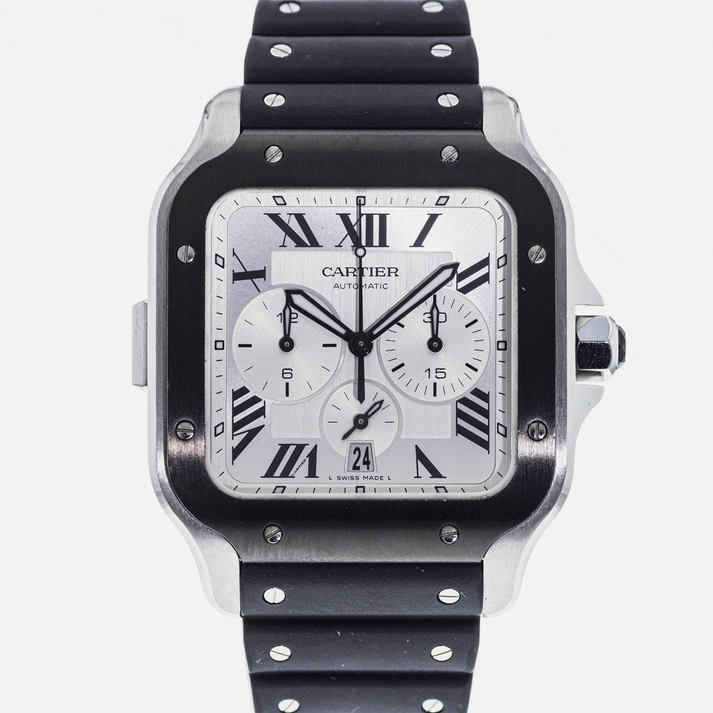 Authentic Used Cartier Santos de Cartier Chronograph XL WSSA0017 Watch ...