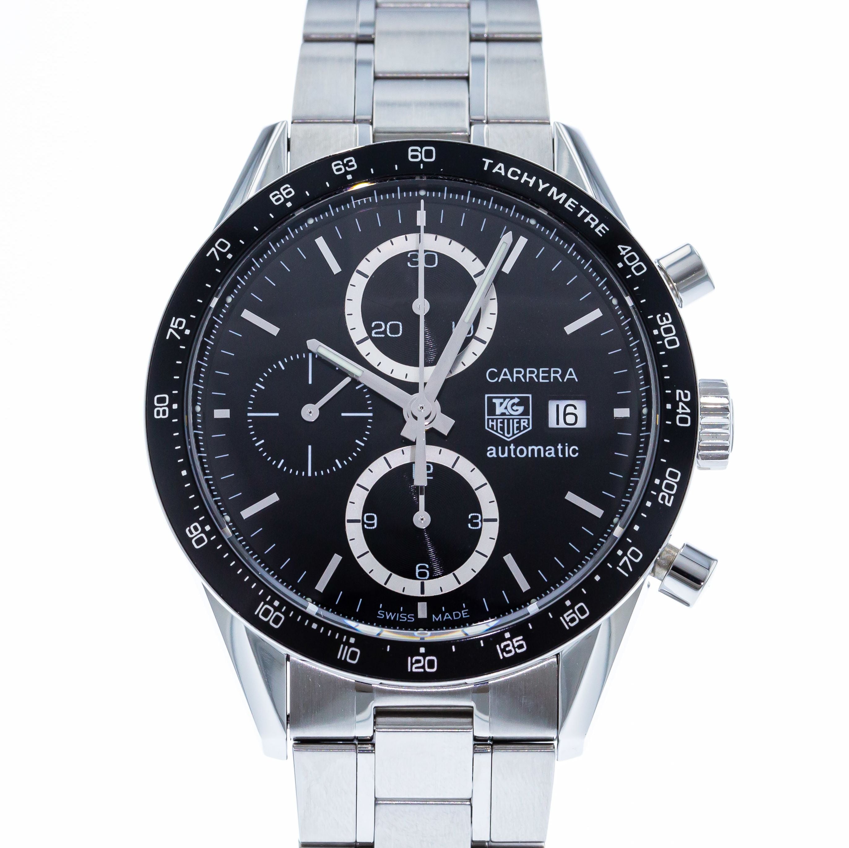 Authentic Used TAG Heuer Carrera Calibre 16 Chronograph CV2010 Watch  (10-10-TAG-67GZ2B)