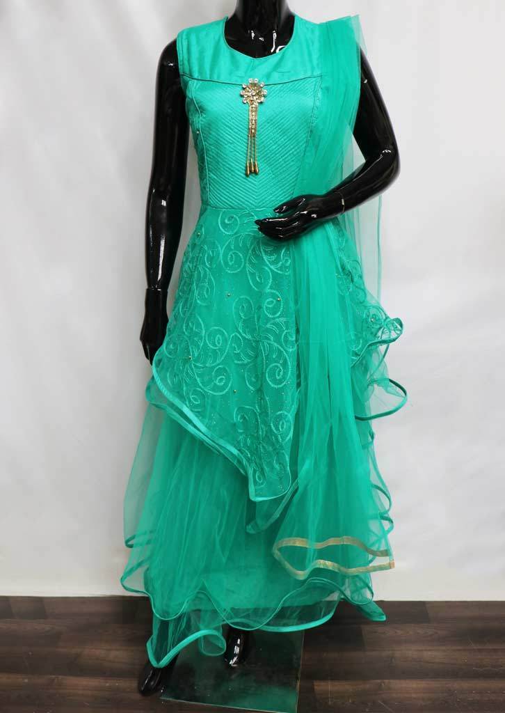 long frock green colour