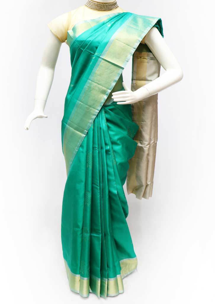 Peacock green with Sandal Soft Silk 