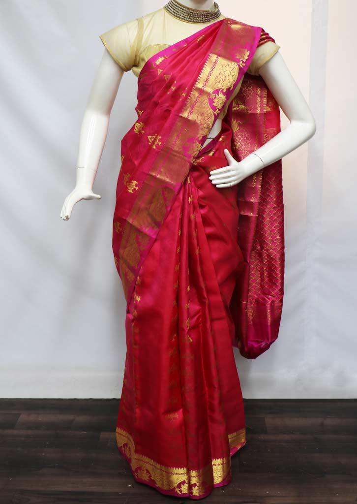 Pink Kanchipuram Silk Saree Gb