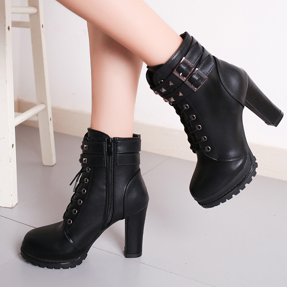 ankle high lace up boots