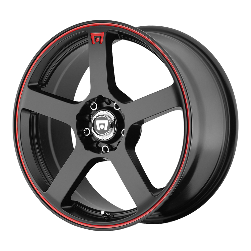 Set of 4: Motegi Mr116 Fs5 Wheel, 18x8.0 +35 Offset 5x112/5x114.3, Matte Black Red Racing Stripe - MR11688046735