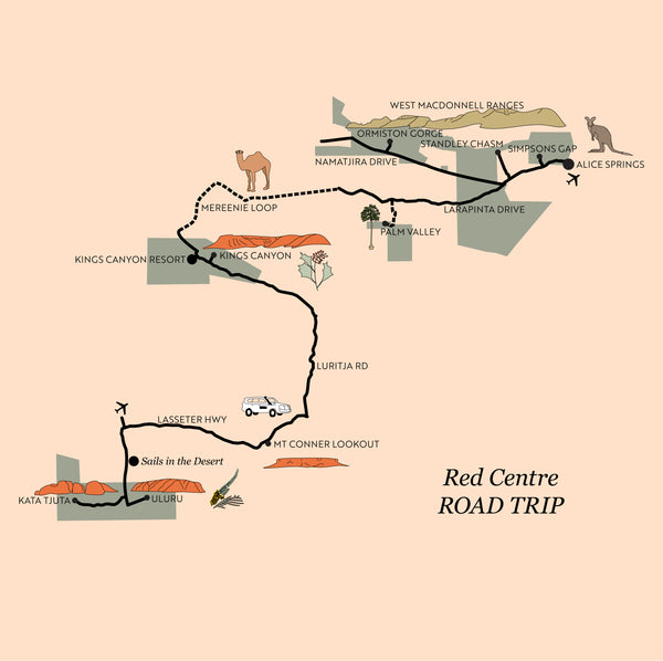 Red Centre Road Trip map