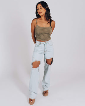 Love Triangle Ruched Cropped Top