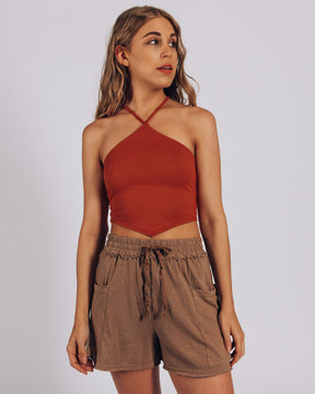 One Way Or Another Halter Top-Terrocotta