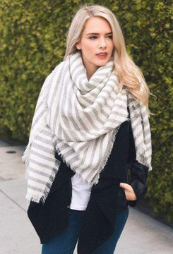 Stripe Grey Blanket Scarf