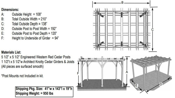 Outdoor Living Today - 10x16 Breeze Pergola - Dimensions