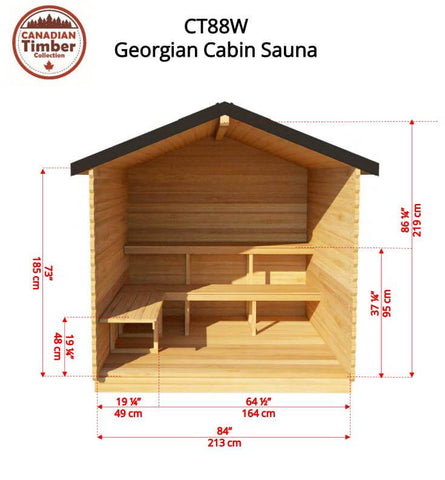 Dundalk - Georgian Cabin Sauna - Inside Dimensions