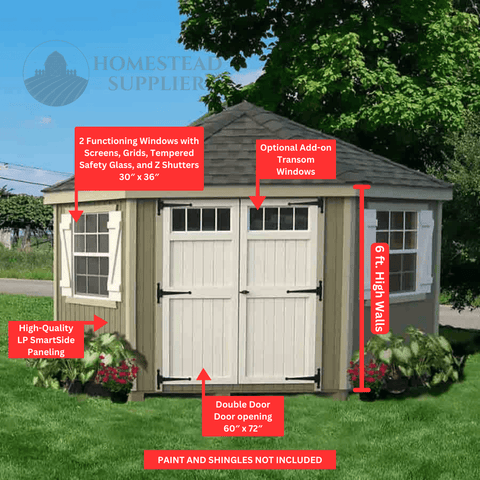 Little Cottage Company - Colonial Five Corner Shed - Parts Labeled