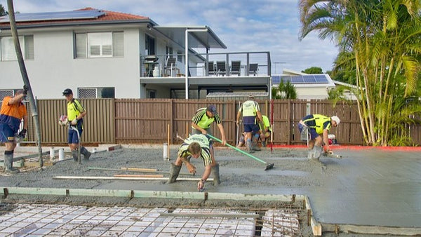 pouring a concrete slab for a shed