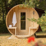 Dundalk - Canadian Timber Tranquility Outdoor Barrel Sauna - Front Porch