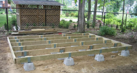 shed foundation blocks runner joists construction guide 2022 build