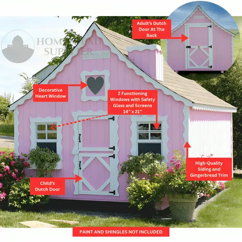 Little Cottage Company - The Gingerbread Playhouse Kit - Parts Labeled