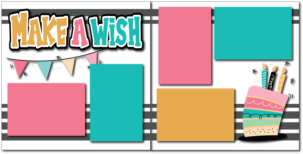 Make a Wish - Printed Premade Scrapbook (2) Page 12x12 Layout