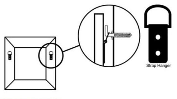 Hang by the two strap hangers directly onto adequate hooks securely fixed to the wall