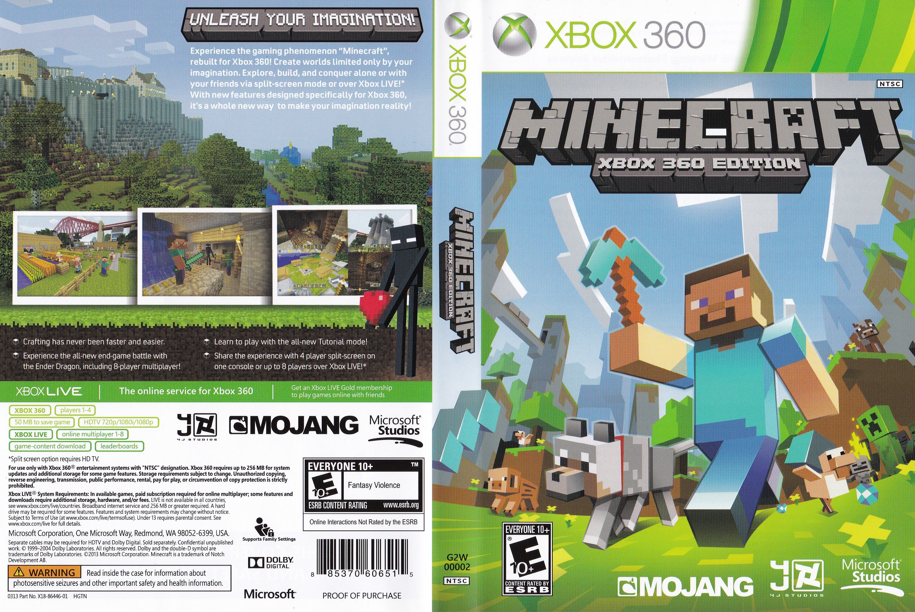 minecraft xbox 360 disc