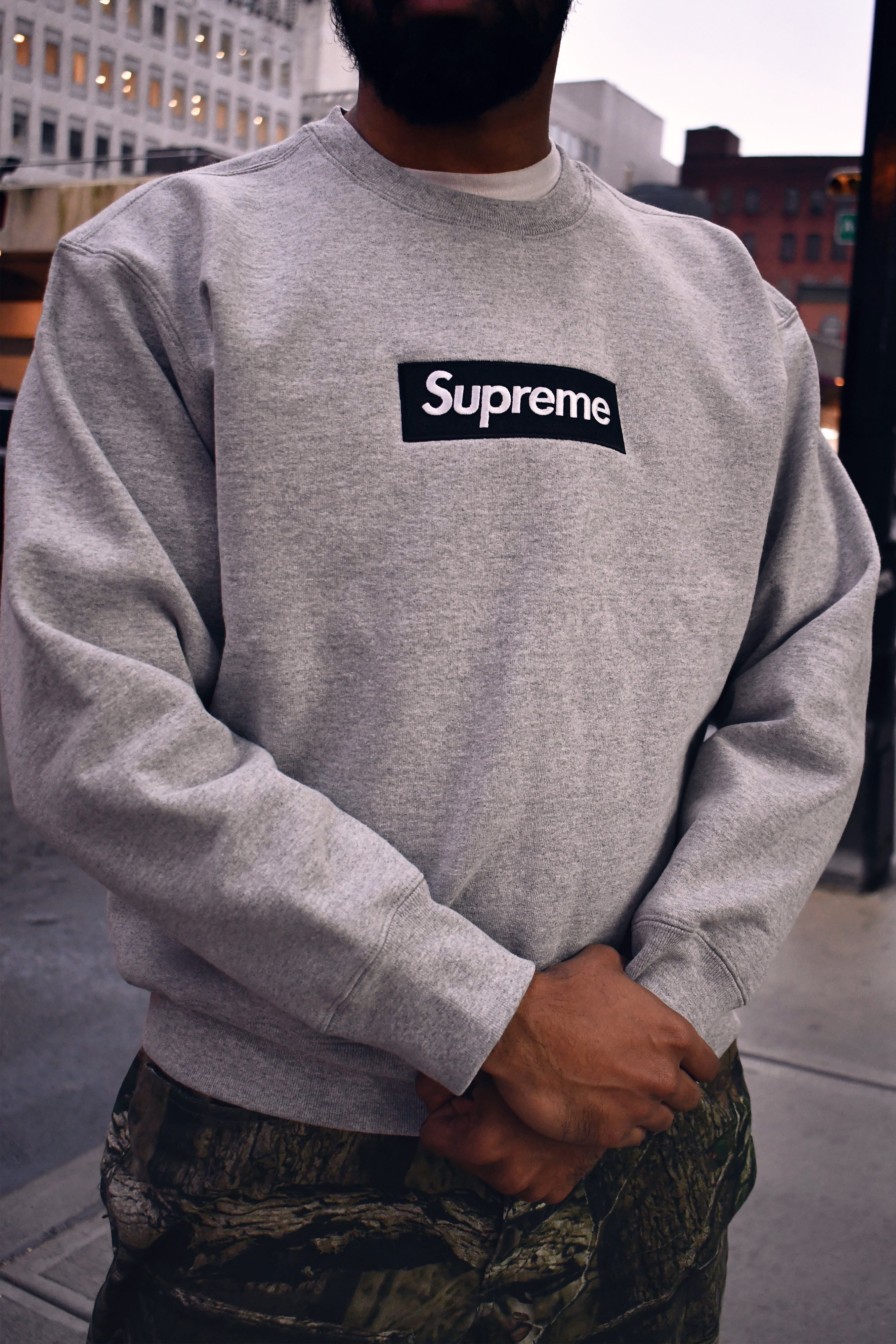 supreme Box Logo crewneck Heather Grey Sスウェット - スウェット