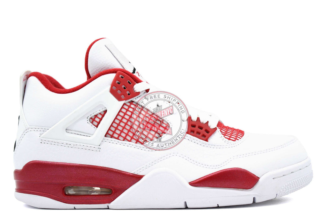 white and red jordans 4