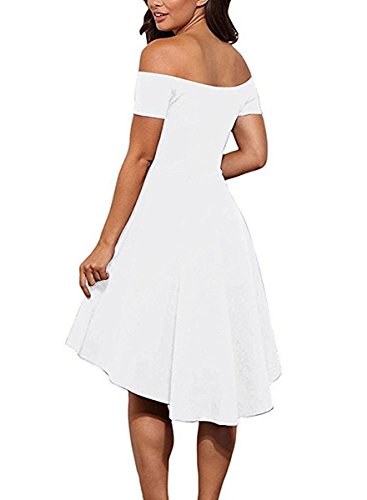 off shoulder high low skater dress