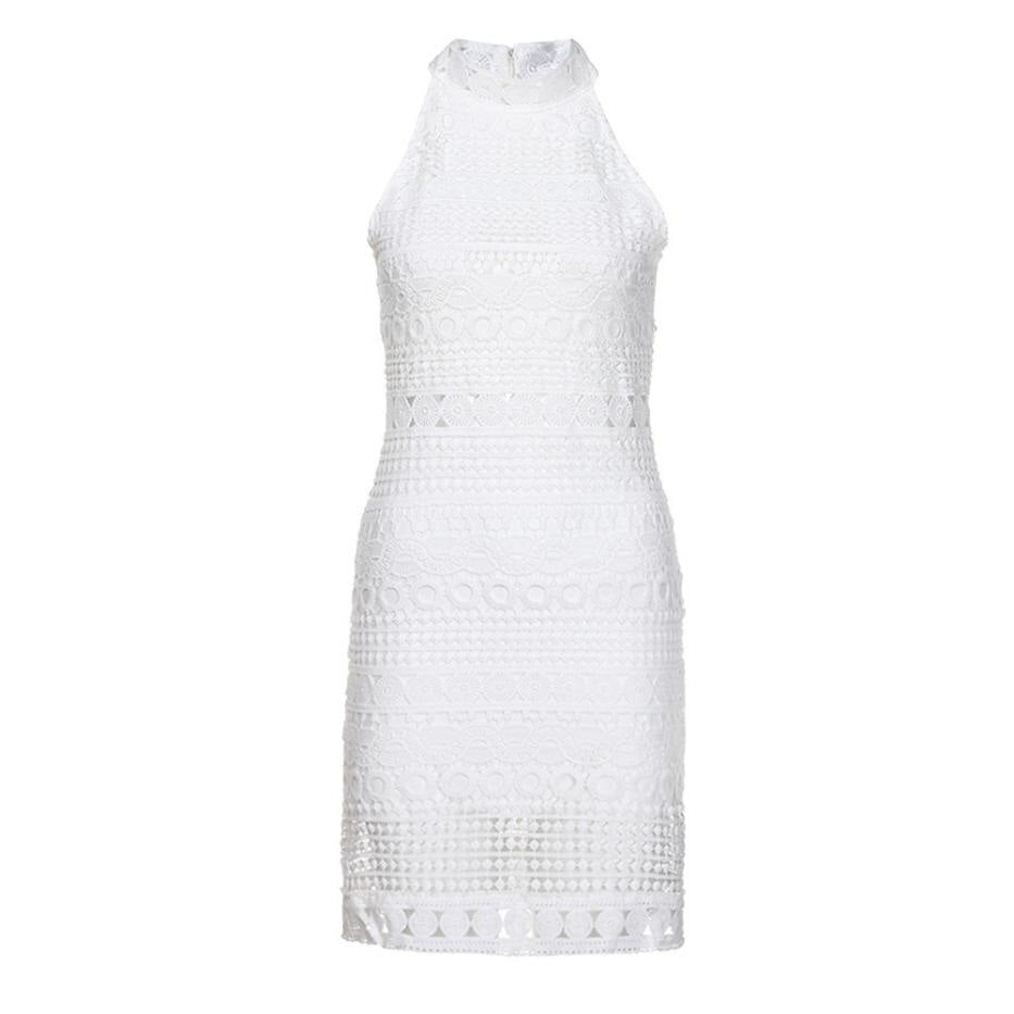 Turtleneck bodycon lace dress women Hollow out casual dress white Summ ...