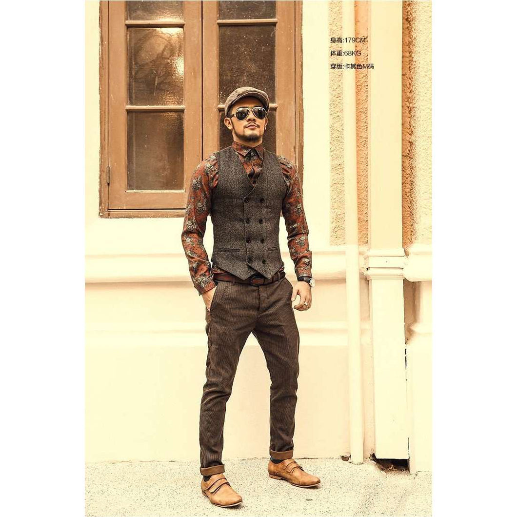 Double Breasted Men's Herringbone Vest | Mindful Bohemian Shop ...