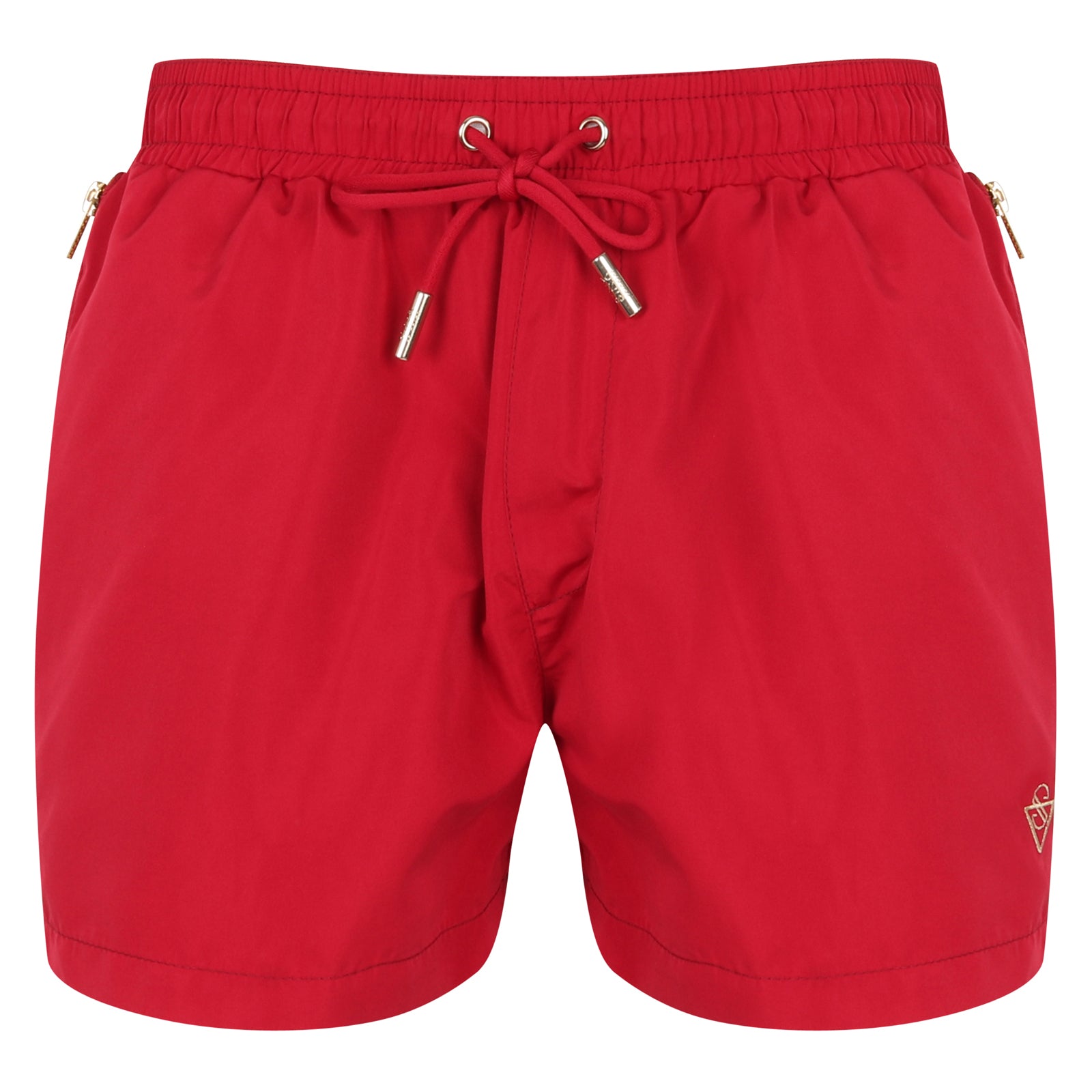 Signature Bermuda Red Swim Shorts with Gold Detailing – Sink Swimwear