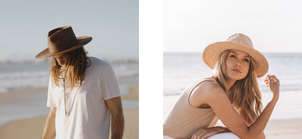 mens and womens summer beach hats made from straw